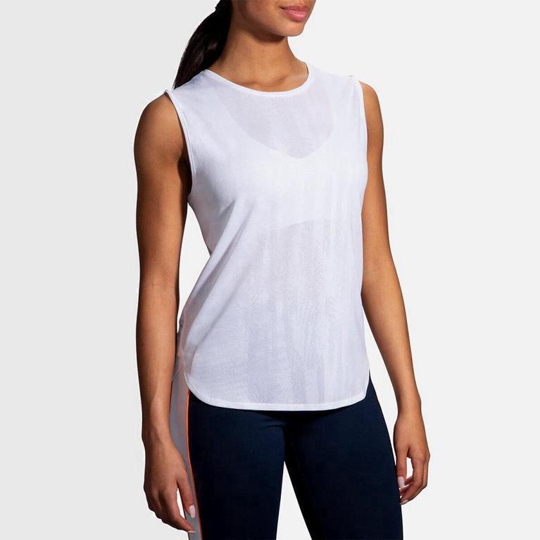 Brooks Women's Spirit Running Tank Top Singapore - White (29187-XKZR)